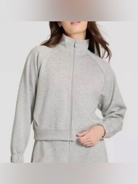 NWT All in Motion Women's Airy Sleek Full Zip Athletic Jacket- Heathered Gray